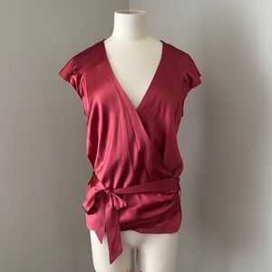 Club Monaco Silk Blend Wrap Top Sz M